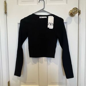 NWT zara black long sleeve top size M